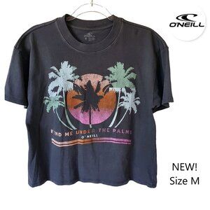 NEW O'Neill Under The Palms Graphic Tee Shirt Tropical Sunset Summer Womens M
